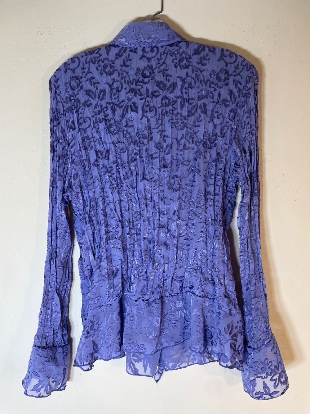 Coldwater Creek Lavender Ruffle Front Crinkled Blouse. XL. NWT. - Picture 9 of 11